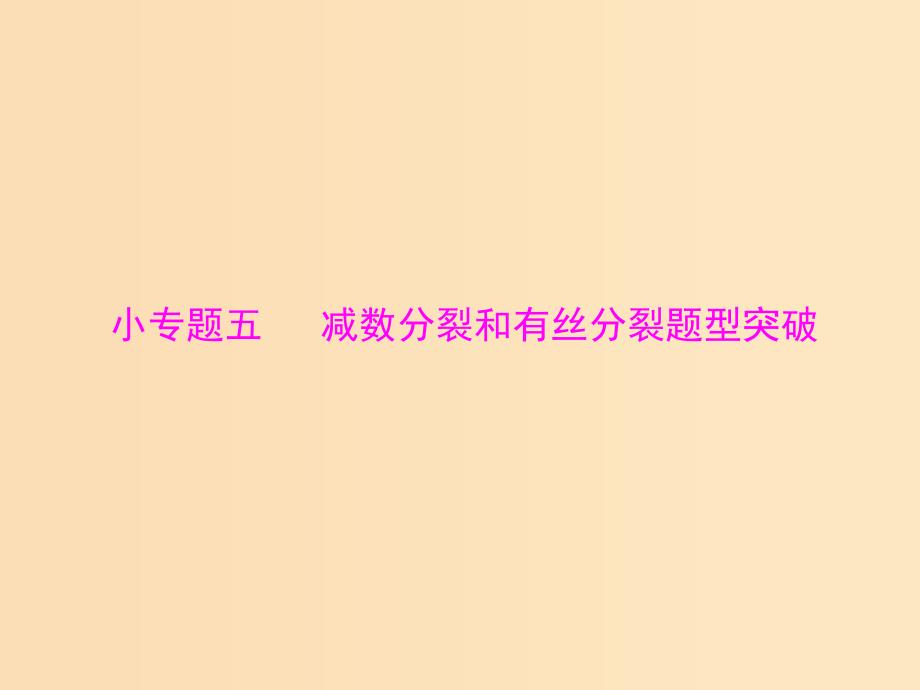 2019版高考生物一轮总复习 第2章 基因和染色体的关系 小专题五 减数分裂和有丝分裂题型突破课件 必修2.ppt_第1页