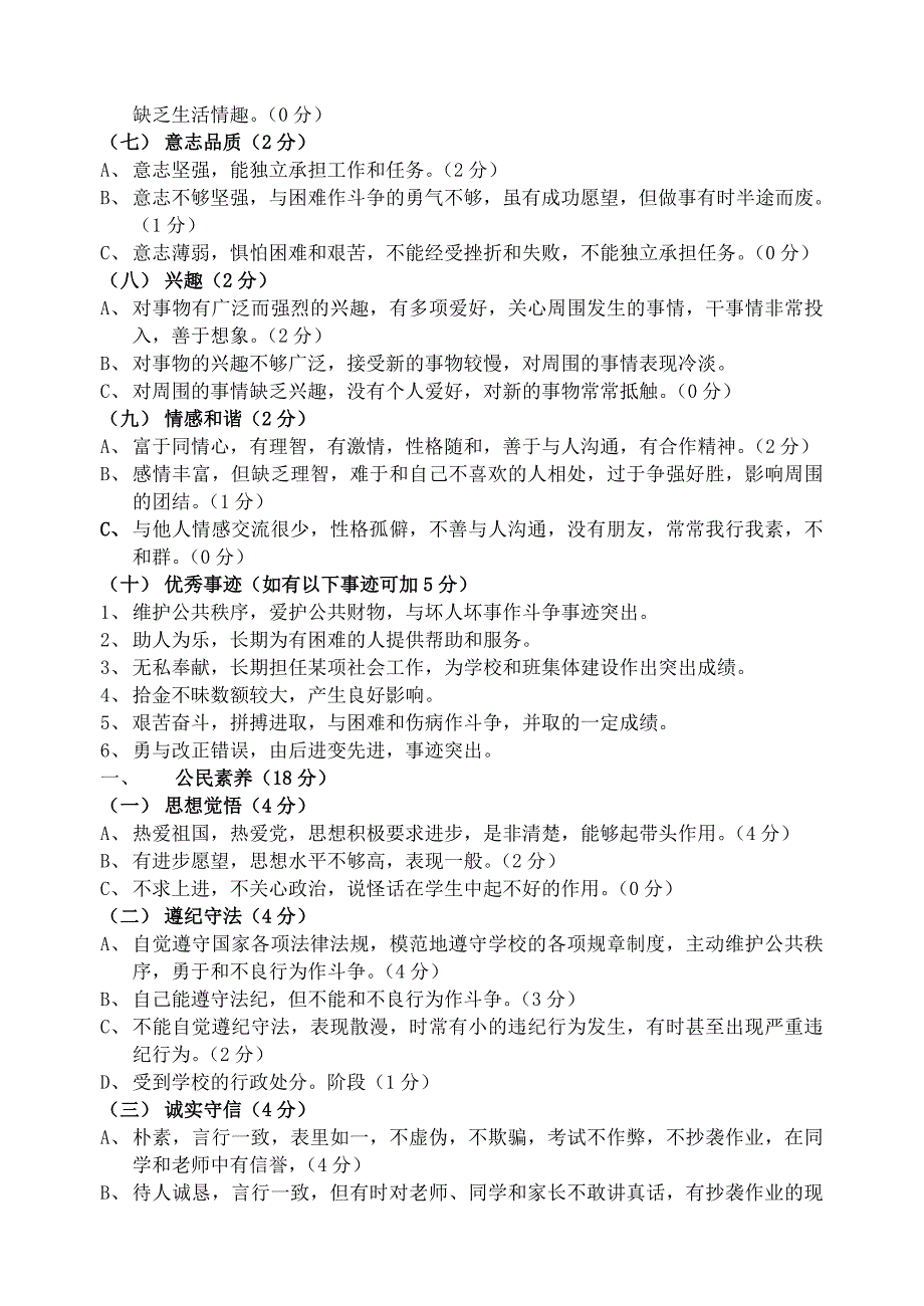 小学生综合素质评价内容与评价标准_第2页