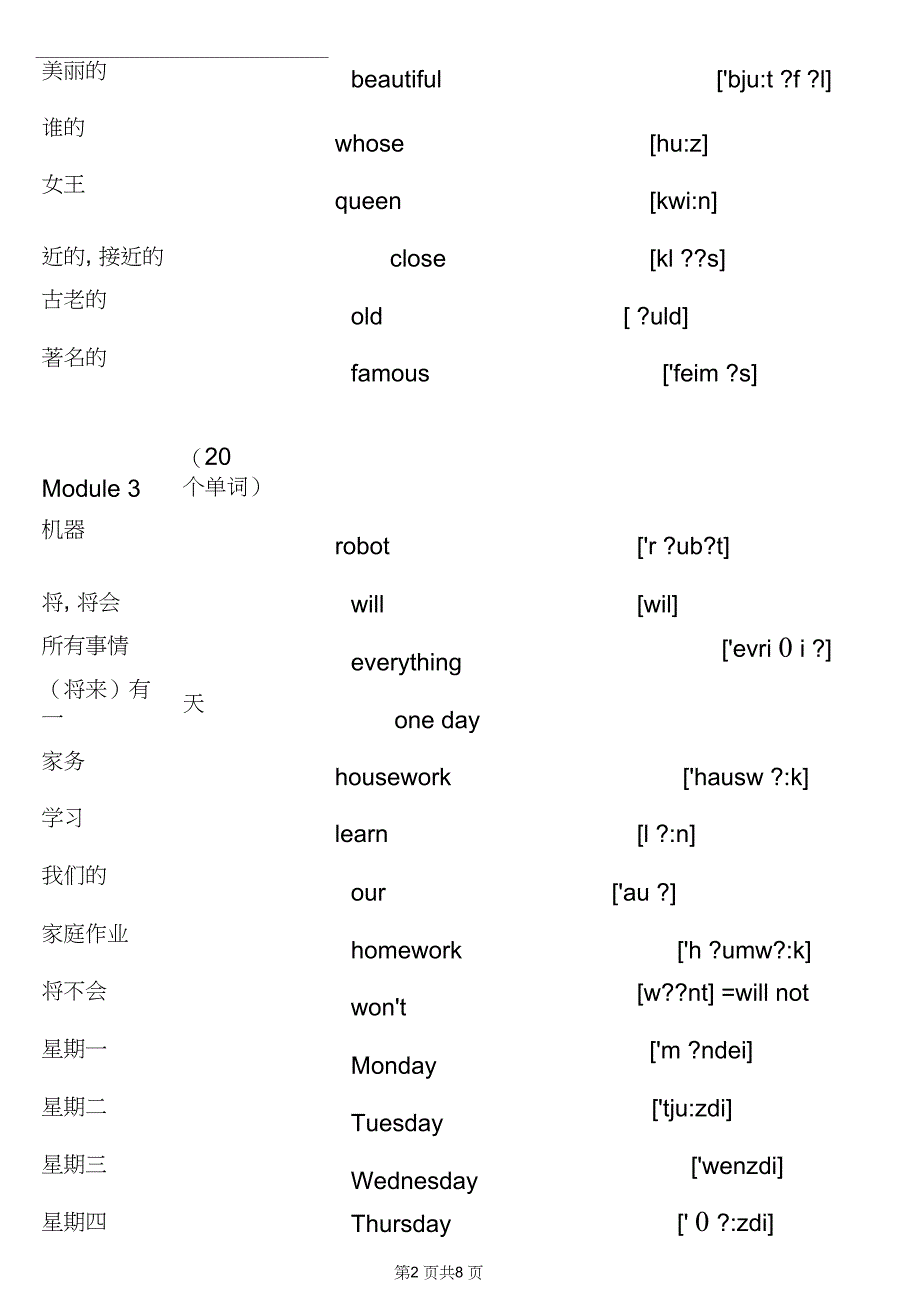 完整版外研版小学四年级下册单词默写表_第2页