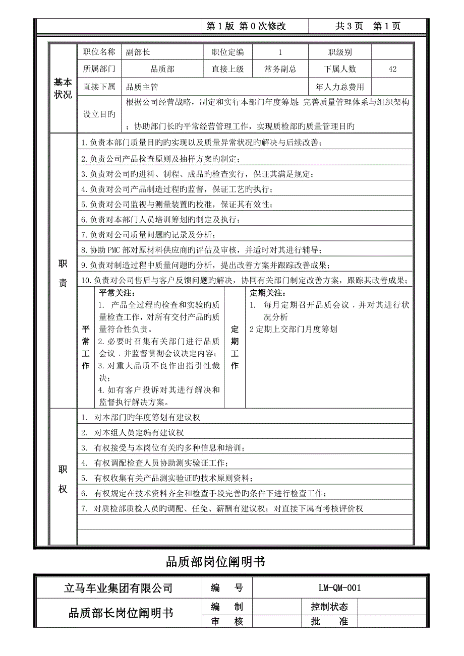 品质部长岗位专项说明书_第3页