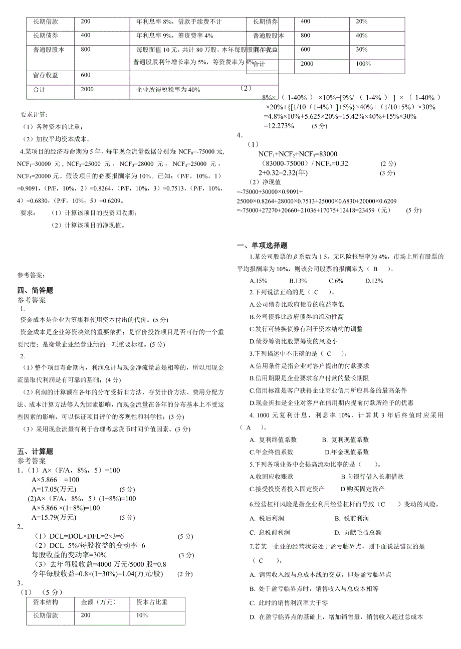 财务管理学试卷及答案_第2页