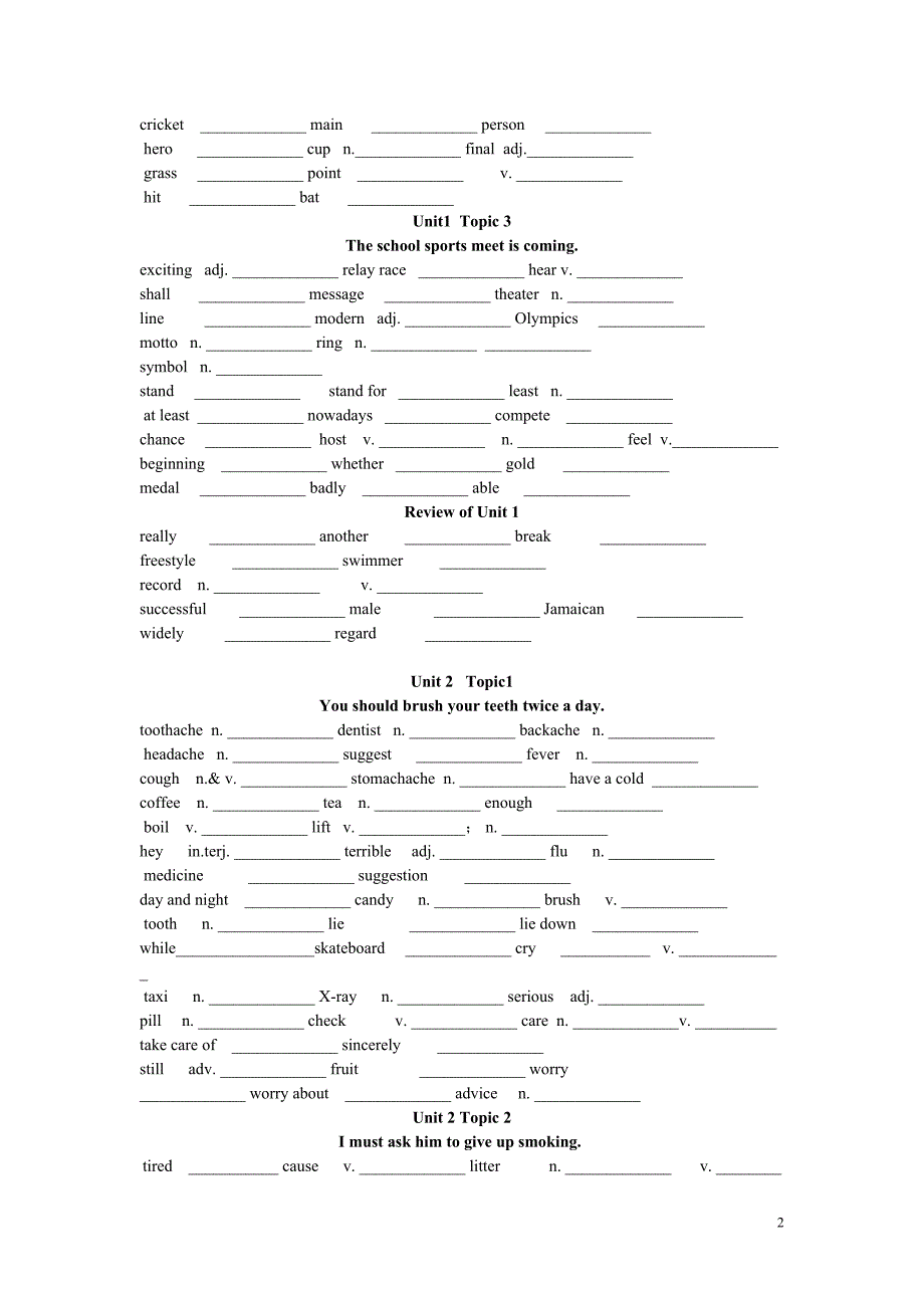 2016 仁爱英语八年级上单词默写(英译汉).doc_第2页