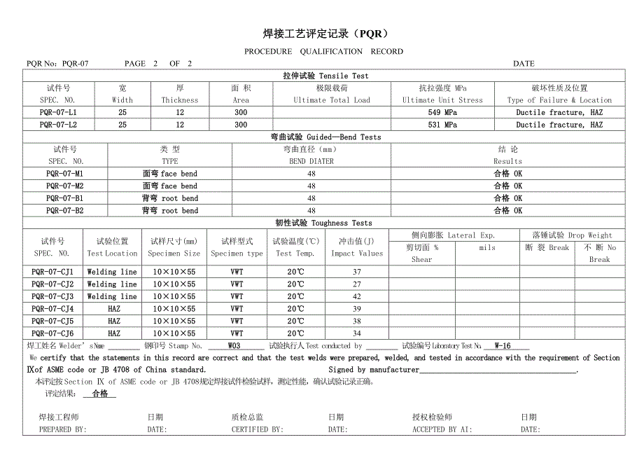 焊接工艺评定记录(PQR)_第2页