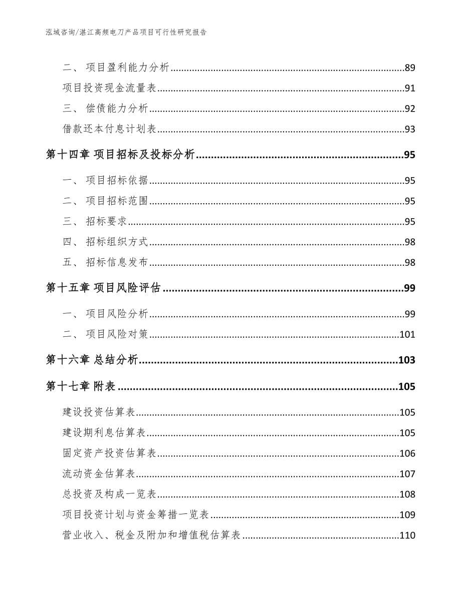 湛江高频电刀产品项目可行性研究报告_模板范文_第5页