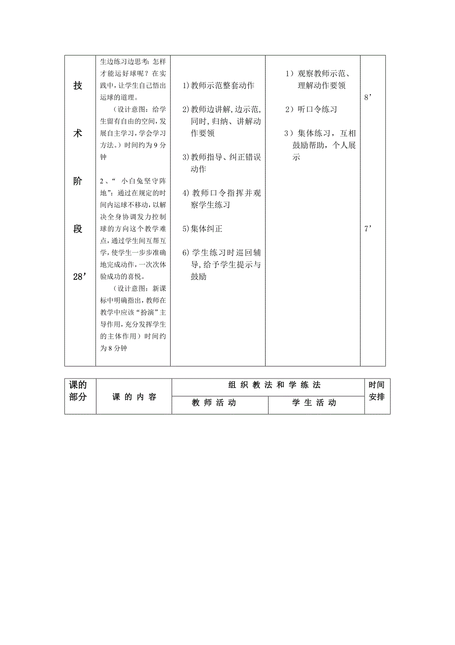 小学五年级篮球课教学设计_第3页