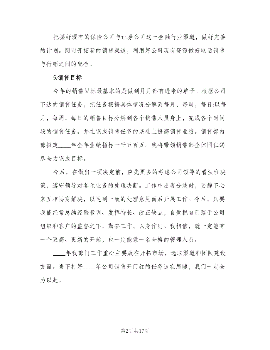 电话销售经理工作计划（八篇）.doc_第2页