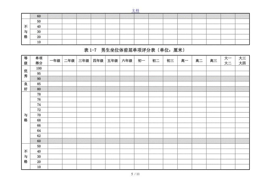 国家体质健康实用标准化评分表格_第5页