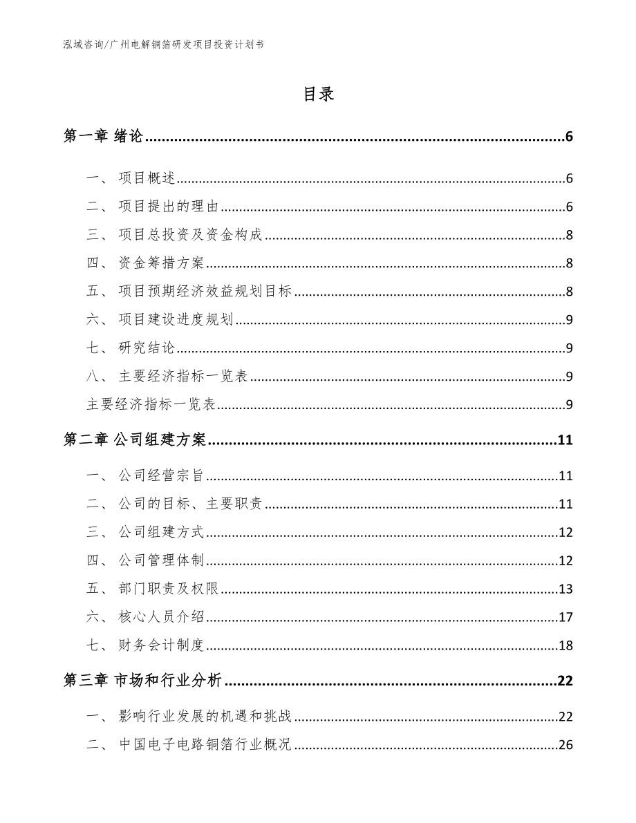 广州电解铜箔研发项目投资计划书【范文模板】_第1页