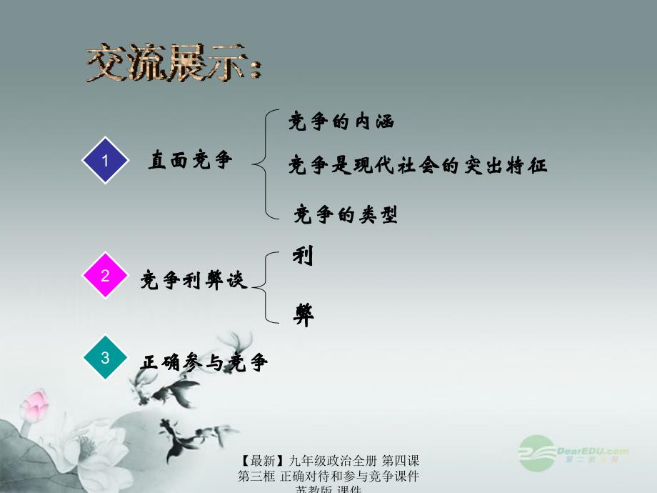 最新九年级政治全册第四课第三框正确对待和参与竞争课件苏教版课件_第3页