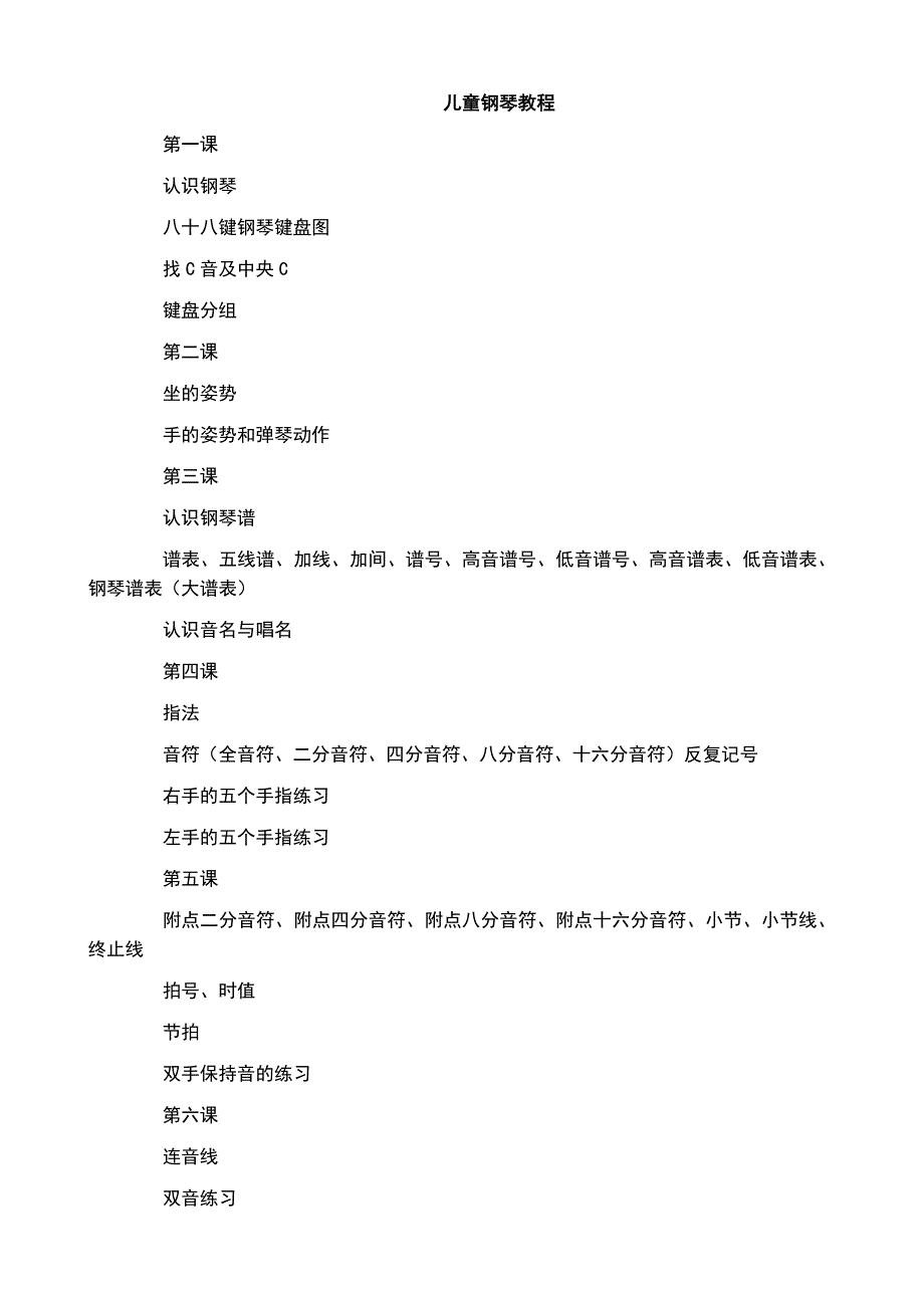 儿童钢琴教程(钢琴课知识点).docx_第1页