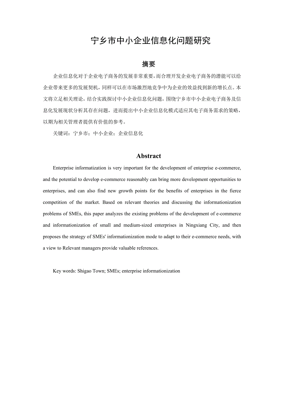 宁乡市中小企业信息化问题研究_第1页