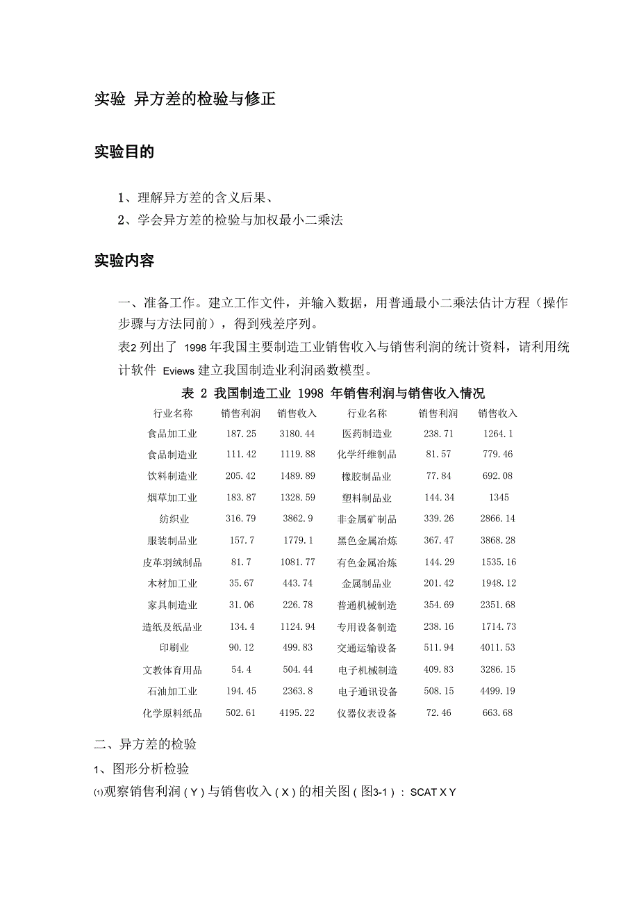 实验一异方差的检验与修正_第1页