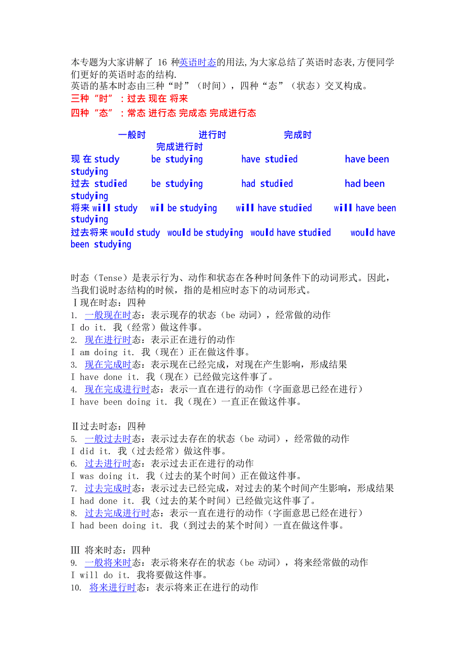 16种英语时态的用法(最新整理)_第1页