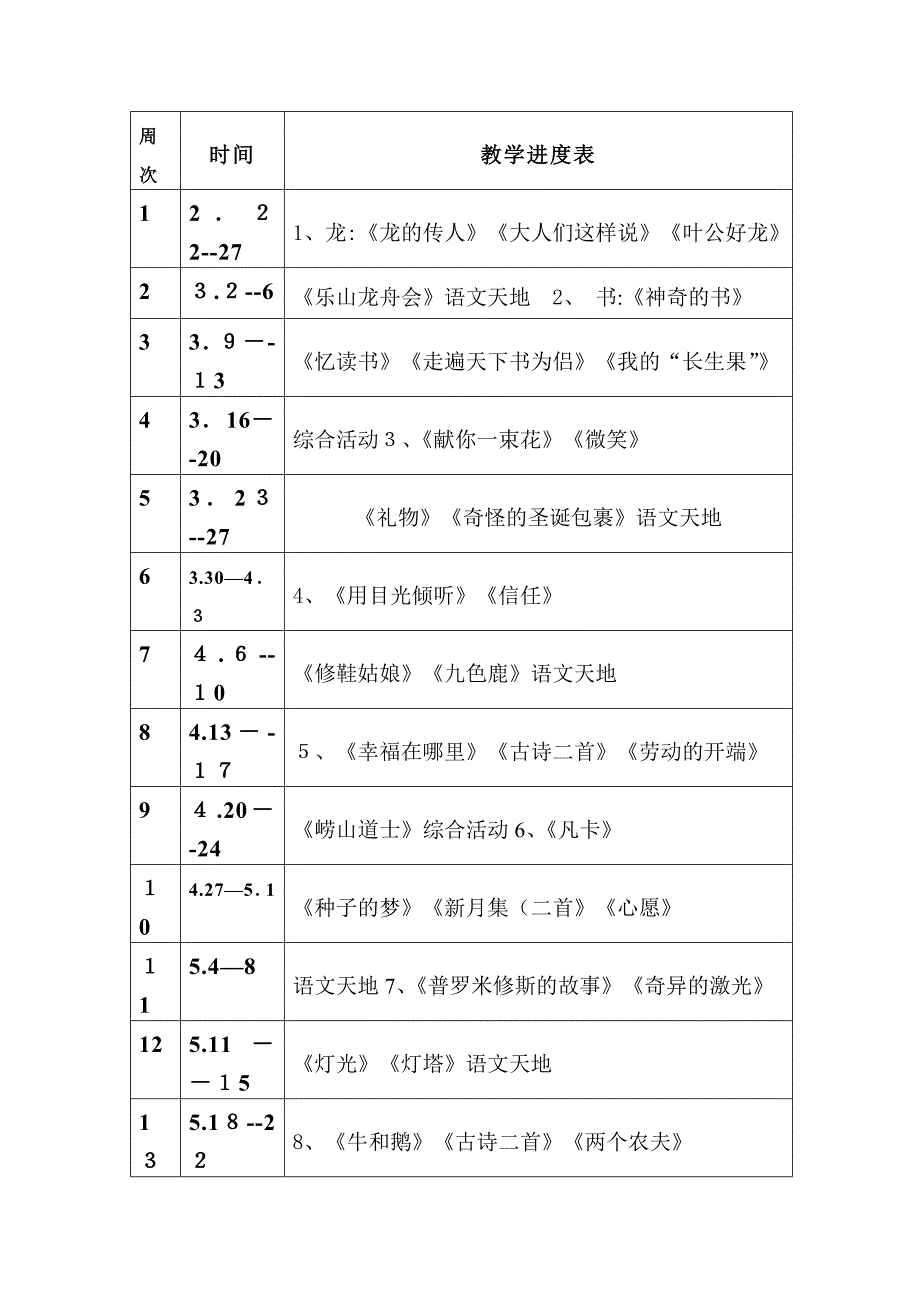 教学计划表六年级_第4页