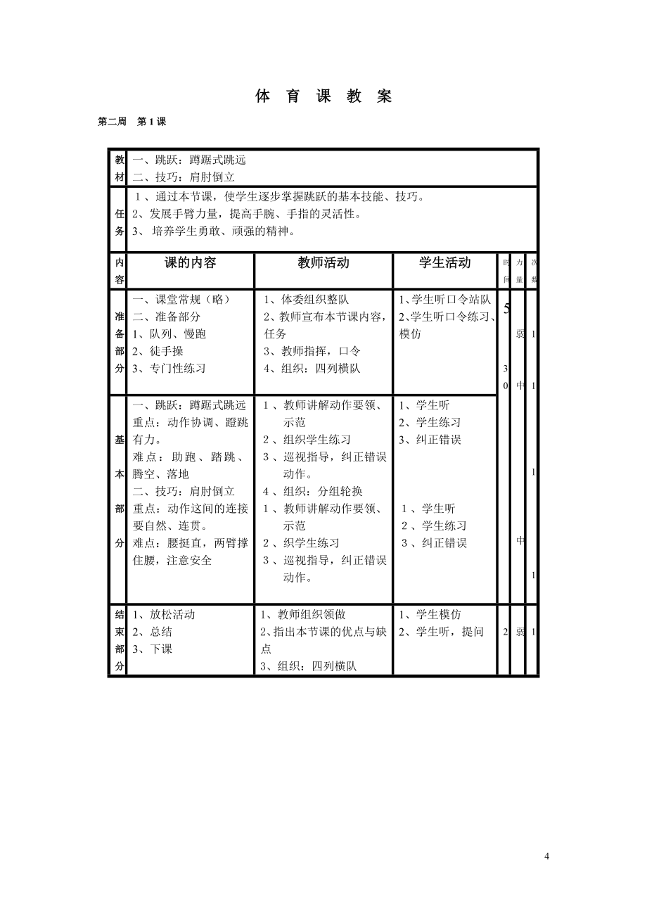 小学五年级上册体育教案_第4页