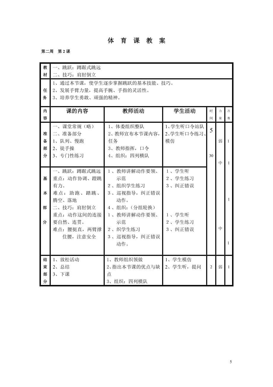 小学五年级上册体育教案_第5页