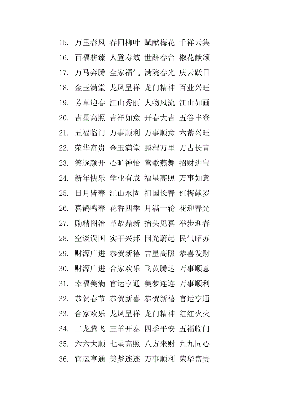 2023年新年贺词四字成语(130句)_第2页