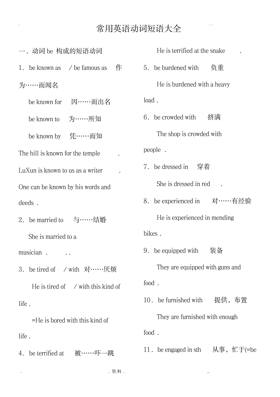 常见常用英语动词短语大全_外语学习-语法_第1页