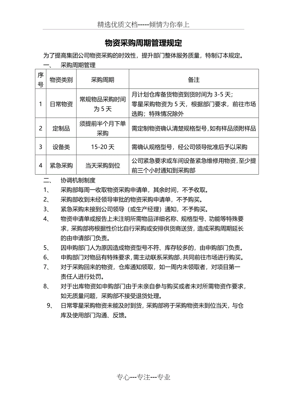 物资采购周期管理规定_第1页