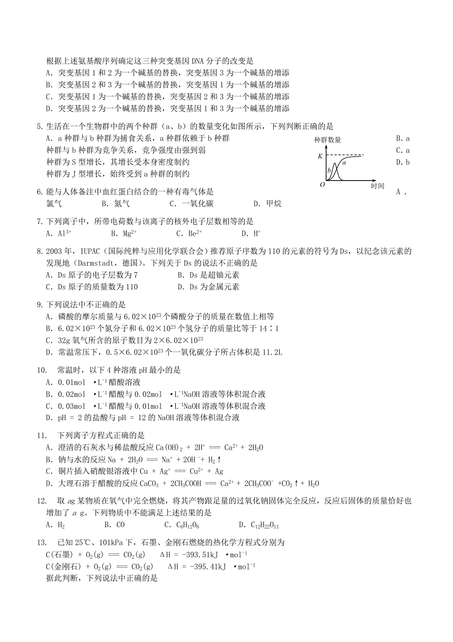 2004年河南高考理科综合真题及答案 .doc_第2页