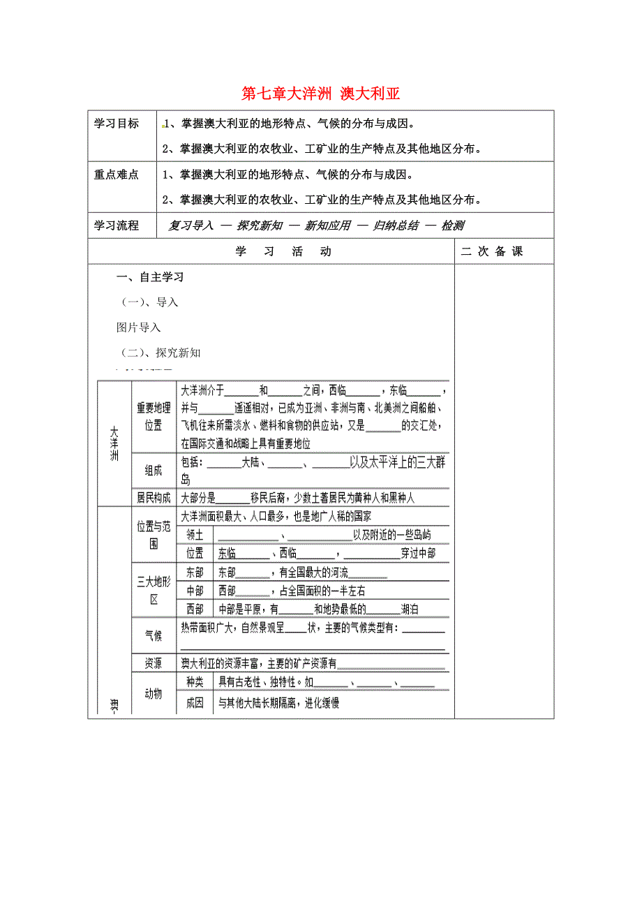 吉林省伊通满族自治县高中地理世界地理第七章大洋洲澳大利亚学案新人教版必修2_第1页