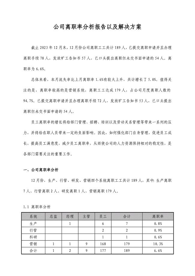 公司离职率分析报告以及解决方案公开.doc