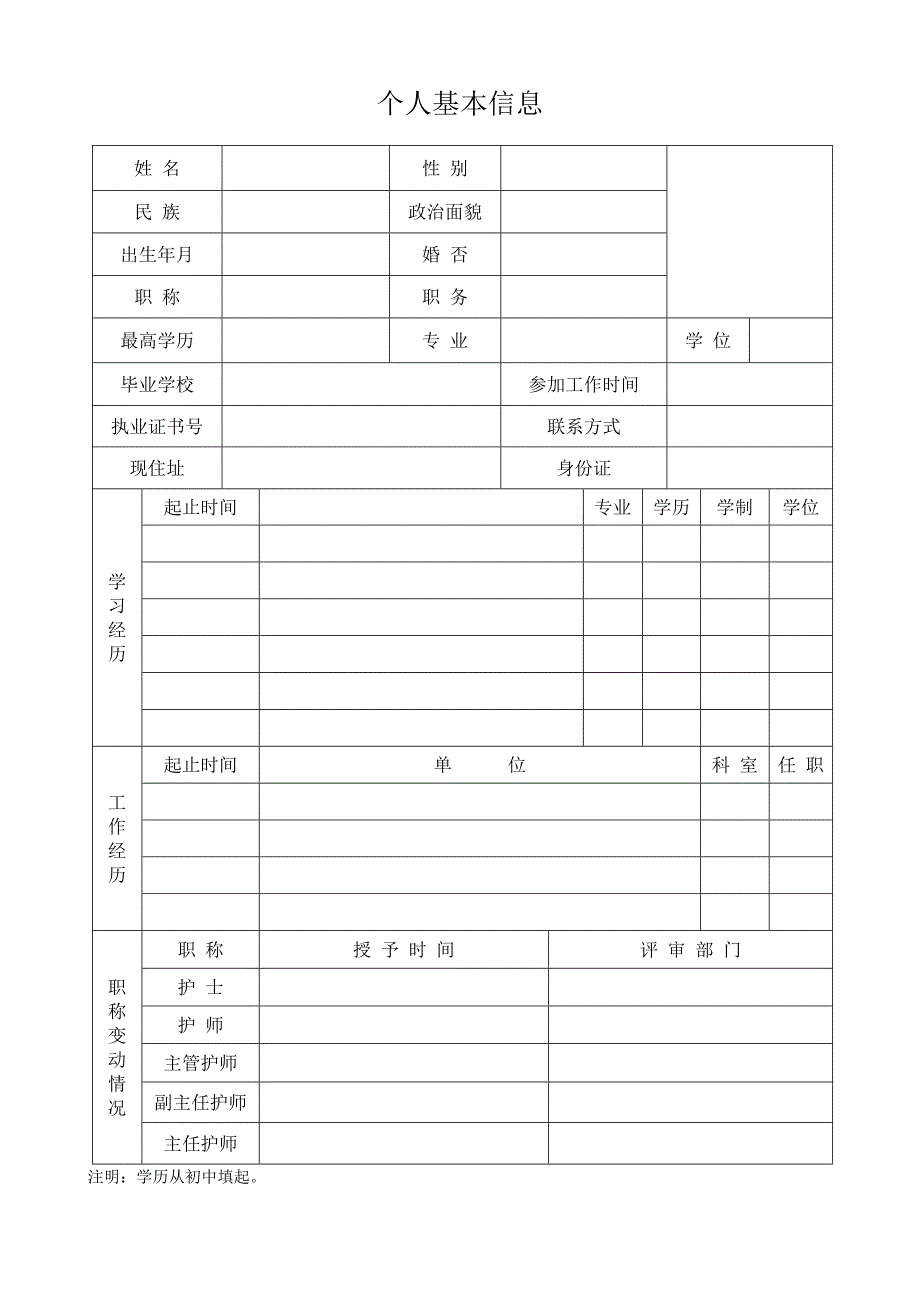 护理人员技术档案_第3页