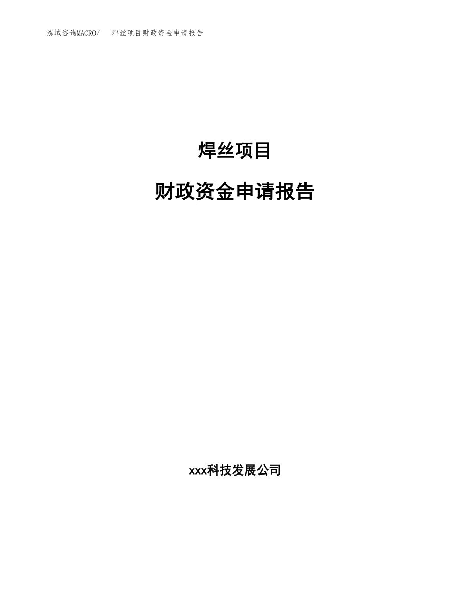 焊丝项目财政资金申请报告.docx_第1页