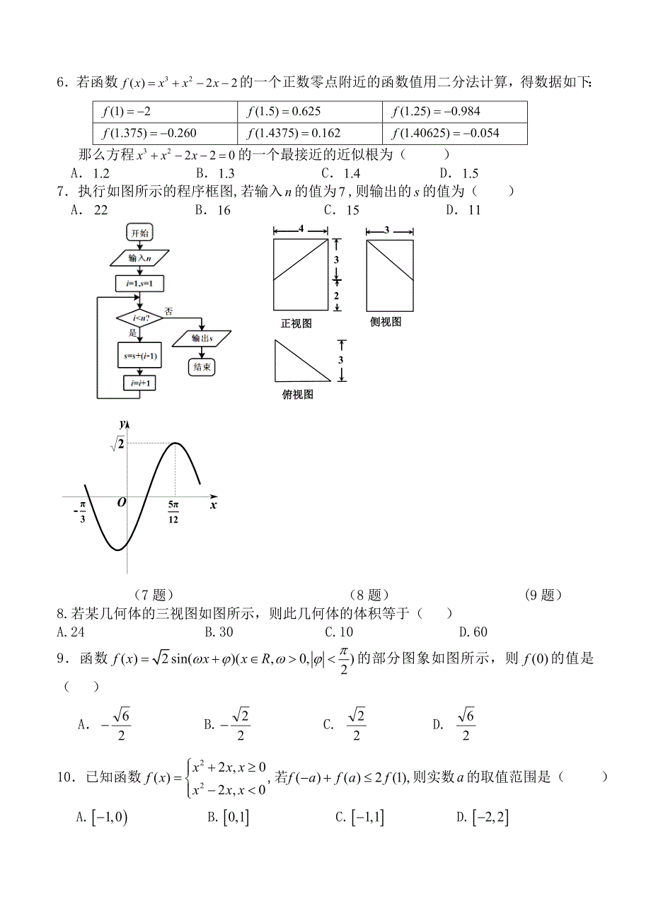 新版河南省洛阳理工学院附属中学高三高考热身练习试题数学【文】试卷及答案_第2页