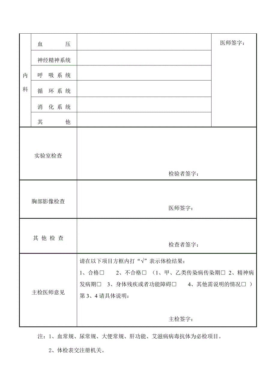 浙江省执业医师注册健康体检表(2017版)_第2页