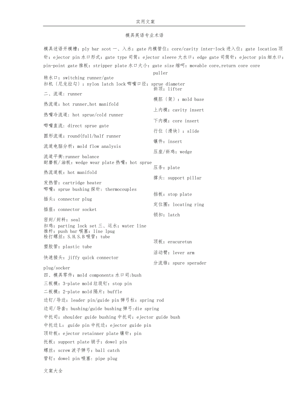 模具专业英文术语大全_第1页