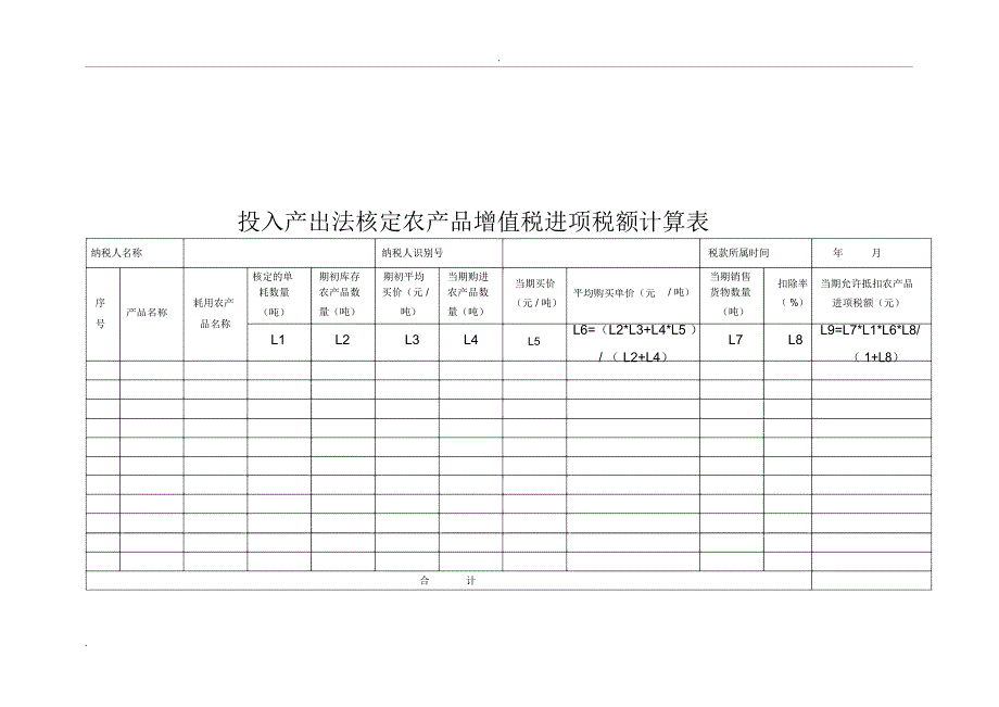 《投入产出法核定农产品增值税进项税额计算表》_第2页