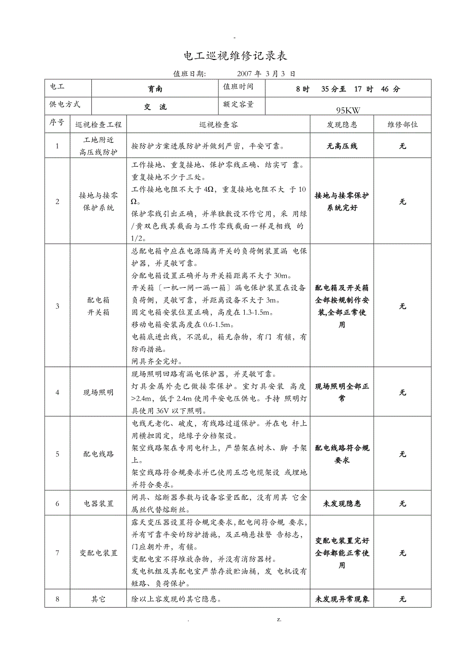 电工巡视维修记录表_第2页