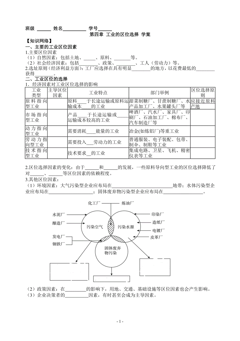 工业的区位选择 学案fst_第1页