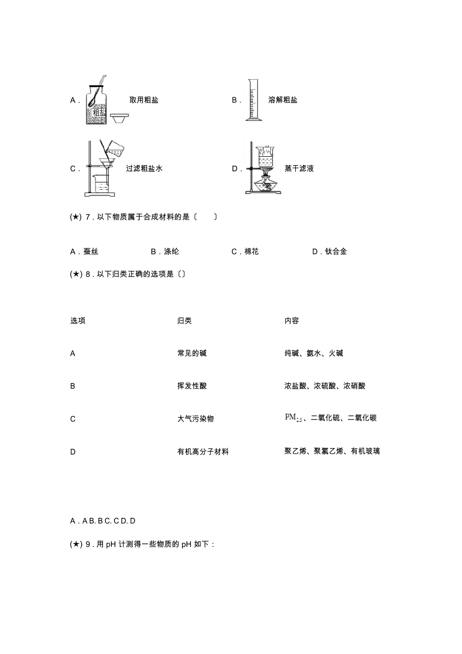 2023年江苏省苏州市昆山市九校联考中考模拟化学试题(无答案)_第2页