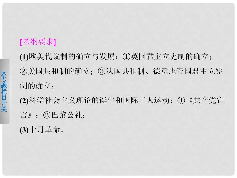 高考历史二轮专题排查 通史重构 专题5 近代欧美代议制及社会主义理论与实践课件_第2页