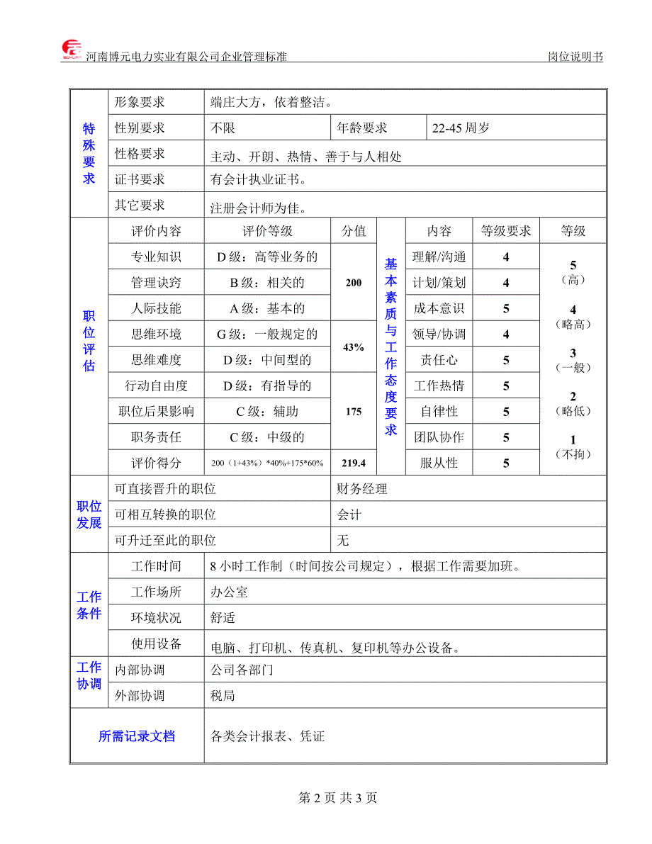 会计岗位说明书.doc_第2页