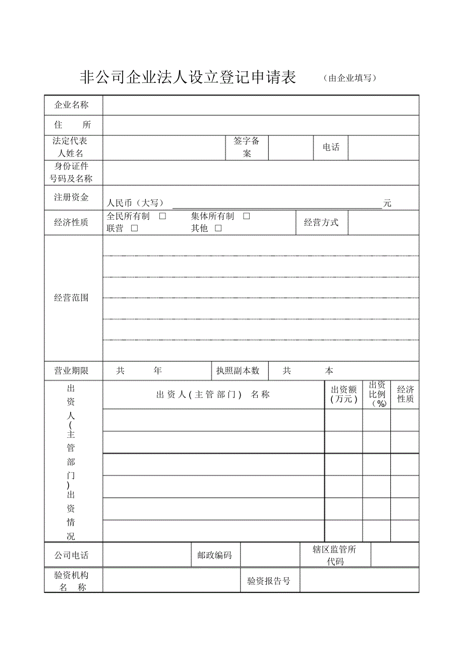 非公司企业法人设立登记申请书_第4页