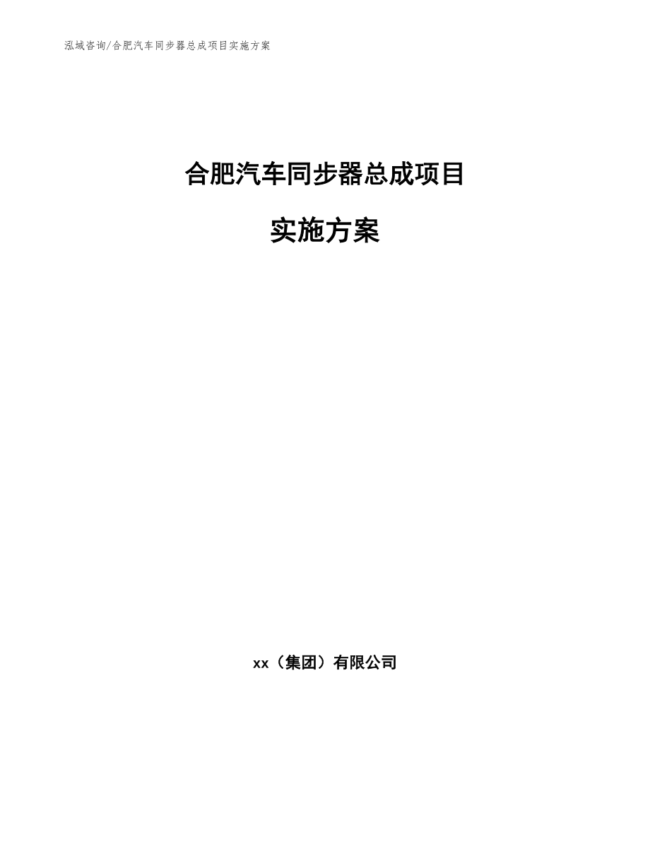 合肥汽车同步器总成项目实施方案_第1页