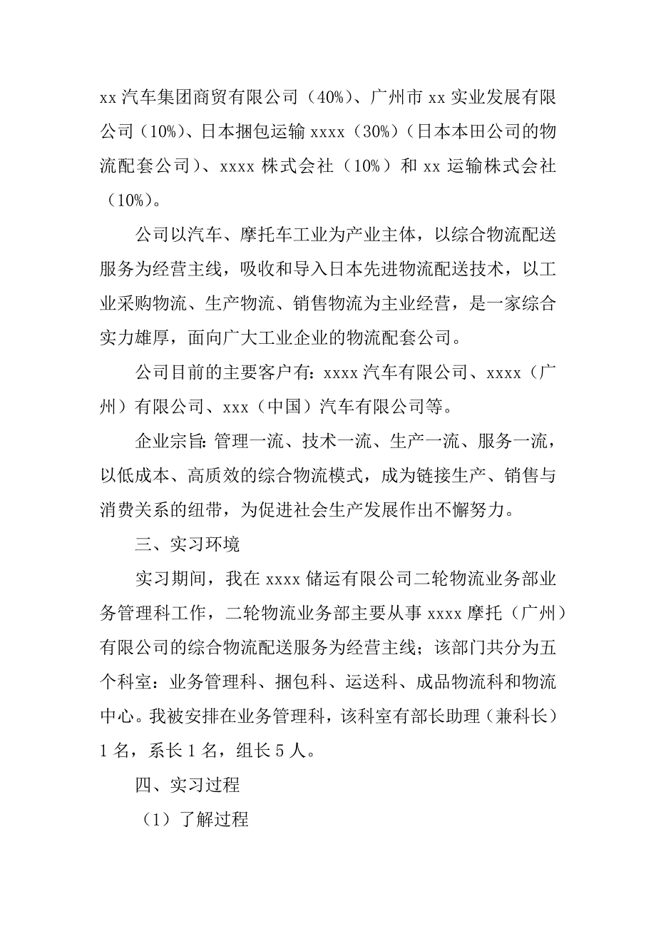 精选物流类实习报告模板6篇(有关物流类实习报告范文)_第2页