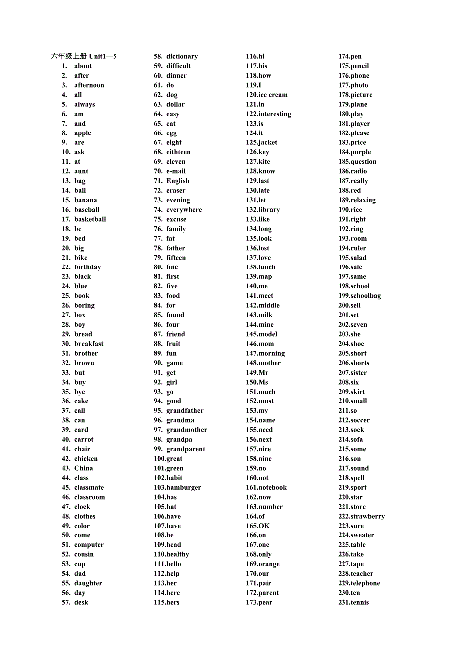 按字母顺序六年级上册--八年级下册单词英译汉.doc_第1页