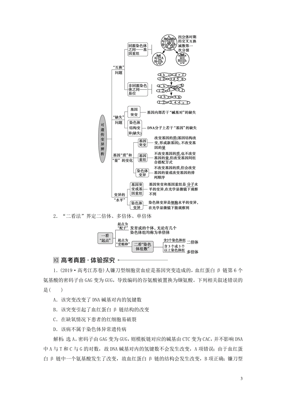 新高考2020高考生物二轮复习第一部分专题突破方略板块三遗传专题八变异与进化教学案.doc_第3页