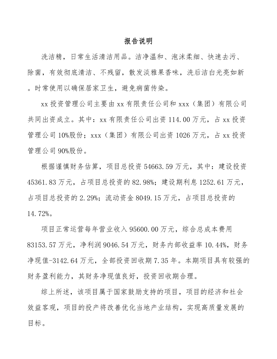 关于成立洗洁精公司可行性研究报告参考范文_第2页