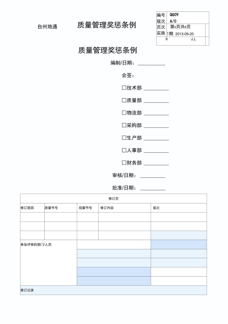 质量管理奖惩制度20130920_第1页