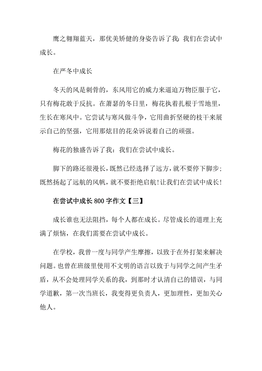 高三尝试话题作文在尝试中成长800字作文五篇_第4页