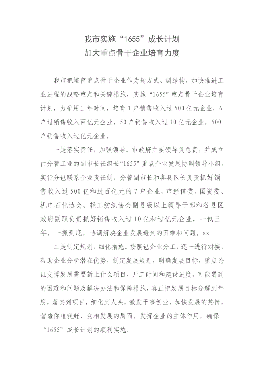 调研报告重点骨干企业“”成长计划_第1页