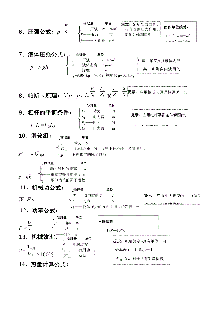 初中物理计算公式_第2页