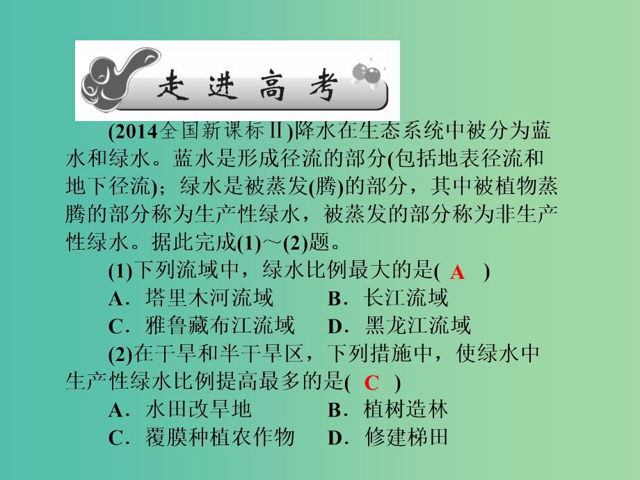 高考地理第一轮总复习 第三单元 第八讲 水循环、水资源、陆地水课件.ppt_第2页