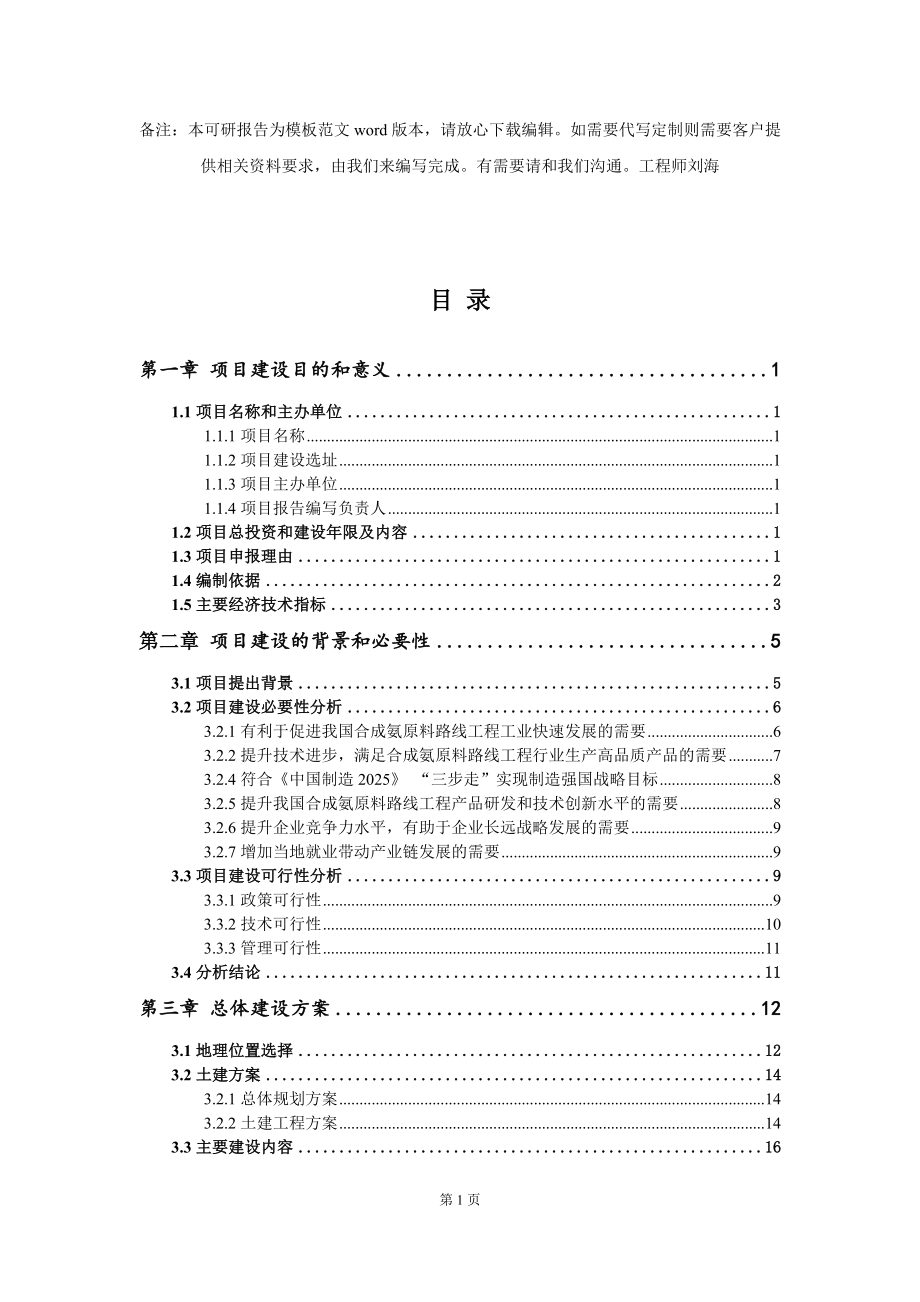 合成氨原料路线工程项目建议书写作模板_第2页