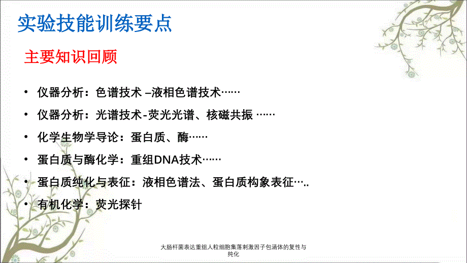 大肠杆菌表达重组人粒细胞集落刺激因子包涵体的复性与纯化课件_第3页